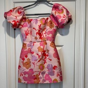 Lulu's Pink and Yellow Floral Dress